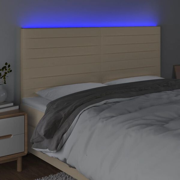 vidaXL Čelo postele s LED kr&eacute;mov&aacute; 200x5x118/128 cm textil