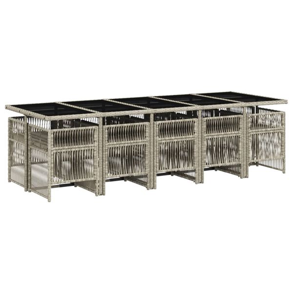 vidaXL 11d&iacute;ln&yacute; zahradn&iacute; j&iacute;deln&iacute; set s podu&scaron;kami světle &scaron;ed&yacute; polyratan