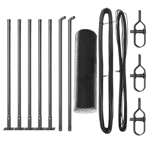 vidaXL Plotov&yacute; sloupek. &Scaron;ed&aacute; 10 x 0,4 m (s&iacute;ť 13 mm) Ocel a PVC