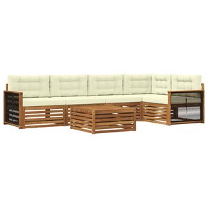 vidaXL Venkovn&iacute; pohovkov&aacute; souprava 6 pcs Přirozen&aacute; a Kr&eacute;mov&aacute;