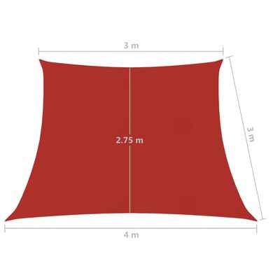vidaXL Stínící plachta 160 g/m² červená 3/4 x 3 m HDPE