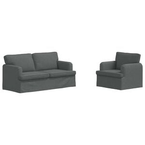 vidaXL Set pohovek 2 pcs Tmavě &scaron;ed&aacute; 162 x 80 x 85 cm textil