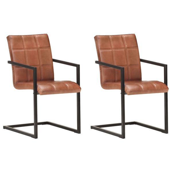 vidaXL Konzolové jídelní židle 2 ks hnědé pravá kůže