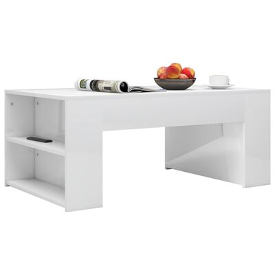 vidaXL Konferenční stolek bílý vysoký lesk 100x60x42 cm dřevotříska