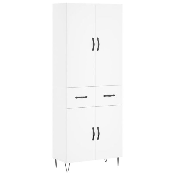vidaXL Skř&iacute;ň highboard b&iacute;l&aacute; 69,5 x 34 x 180 cm kompozitn&iacute; dřevo