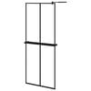 vidaXL Z&aacute;stěna do průchoz&iacute; sprchy s polic&iacute; čern&aacute; 80x195 cm ESG/hlin&iacute;k