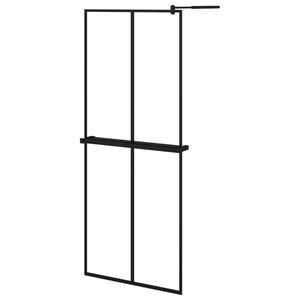 vidaXL Z&aacute;stěna do průchoz&iacute; sprchy s polic&iacute; čern&aacute; 80x195 cm ESG/hlin&iacute;k