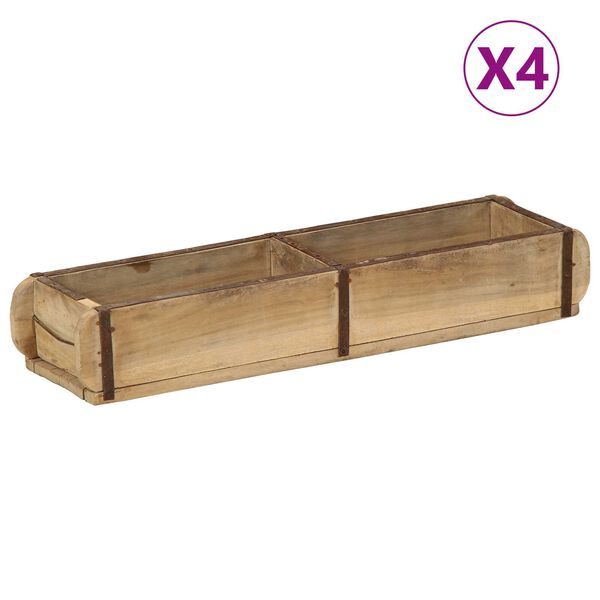 vidaXL Podnos 4 pcs Hněd&aacute; 57 x 15 x 9 cm Masivn&iacute; obnovovan&eacute; dřevo