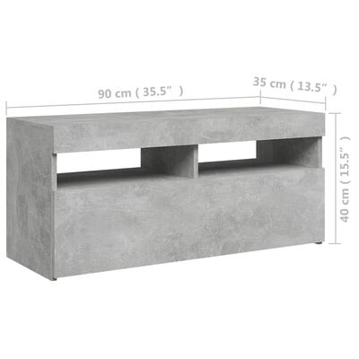 vidaXL TV skříňka s LED osvětlením betonově šedá 90 x 35 x 40 cm