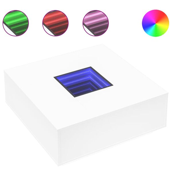 vidaXL Konferenční stolek s Infinity LED bílý 100 x 100 x 40 cm