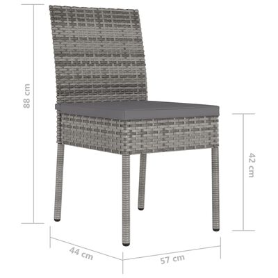 vidaXL Zahradní jídelní židle 2 ks polyratan šedé