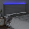 vidaXL Čelo postele s LED světle &scaron;ed&eacute; 203x16x118/128 cm textil