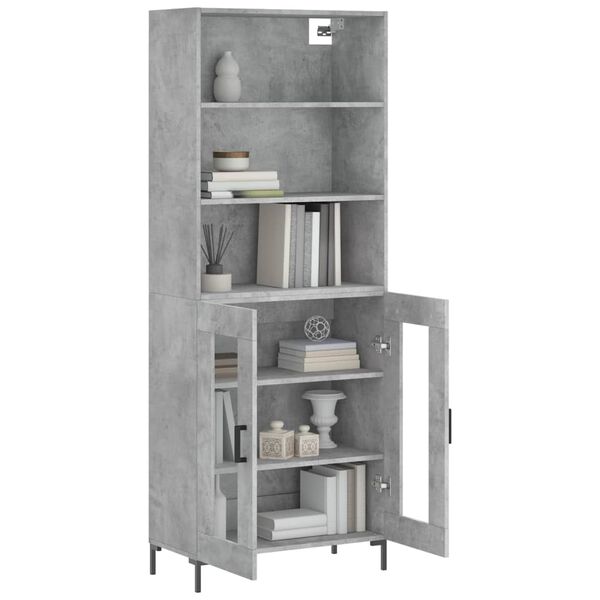 vidaXL Skř&iacute;ň highboard betonově &scaron;ed&aacute; 69,5x34x180 cm kompozitn&iacute; dřevo