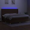 vidaXL Box spring postel s matrac&iacute; a LED tmavě hněd&aacute; 200x200 cm textil