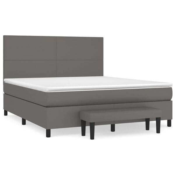 vidaXL Box spring postel s matrac&iacute; &scaron;ed&aacute; 180x200 cm uměl&aacute; kůže