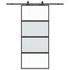 vidaXL Posuvn&eacute; dveře se sadou kov&aacute;n&iacute; čern&eacute; 90x205 cm Tvrzen&eacute; sklo