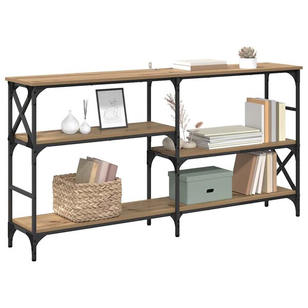 vidaXL Konzolov&yacute; stolek s polic&iacute; Artisanov&yacute; dub 150 x 29 x 76,5 cm