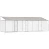 vidaXL Ps&iacute; klec s střechou Stř&iacute;brn&aacute; 800 x 200 x 256 cm Ocel a PE