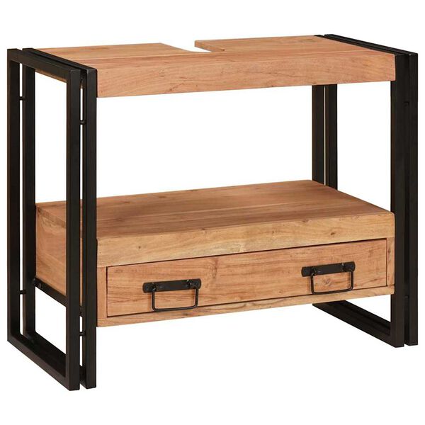 vidaXL Skříňka pod umyvadlo s policí Masivní akáciové dřevo a železo