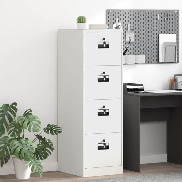 vidaXL Skř&iacute;ň na dokumenty se z&aacute;suvkou 2 pcs B&iacute;l&aacute; 44 x 50 x 139 cm