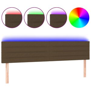 vidaXL Čelo postele s LED tmavě hněd&eacute; 180x5x78/88 cm textil