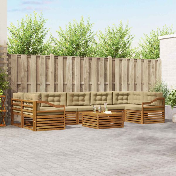 vidaXL Venkovn&iacute; pohovkov&aacute; souprava 8 pcs Přirozen&aacute; a B&eacute;žov&aacute;