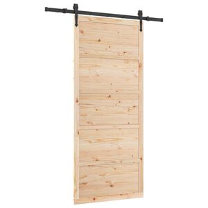 vidaXL Posuvn&eacute; dveře 80 x 208 cm Masivn&iacute; borovicov&eacute; dřevo Př&iacute;rodn&iacute;