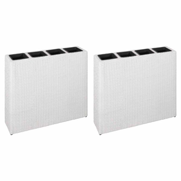 vidaXL Zahradní vyvýšený záhon se 4 květináči 2 ks polyratan bílý