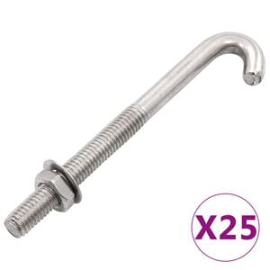vidaXL H&aacute;kov&yacute; &scaron;roub s matic&iacute; a podložkou M8 x 120 mm 25 setů