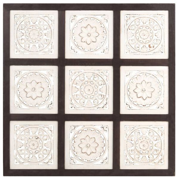 vidaXL Ručně vyřez&aacute;van&yacute; n&aacute;stěnn&yacute; panel MDF 60x60x1,5 cm hněd&yacute; a b&iacute;l&yacute;