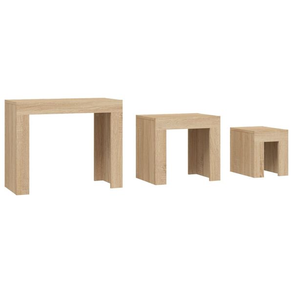 vidaXL Hnízdové konferenční stolky 3 ks dub sonoma dřevotříska