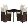 vidaXL 5dílný zahradní bistro set s poduškami hnědý polyratan
