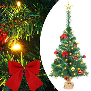 vidaXL V&aacute;nočn&iacute; stromek s LED osvětlen&iacute;m a baňkami zelen&yacute; 64 cm