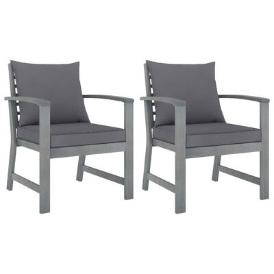 vidaXL Zahradní židle 2 ks tmavě šedé podušky masivní akáciové dřevo