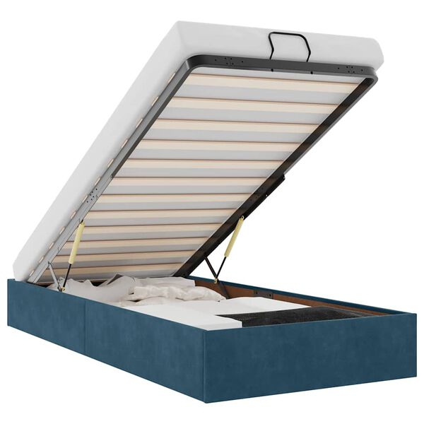 vidaXL Osmansk&yacute; r&aacute;m postele bez matrace tmavě modr&aacute; 100x200 cm samet