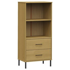 vidaXL Knihovna se 2 z&aacute;suvkami hněd&aacute; 60x35x128,5 cm masivn&iacute; dřevo OSLO