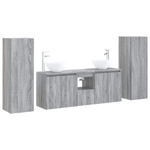vidaXL Sada koupelnov&eacute;ho n&aacute;bytku 5 ks &Scaron;ed&yacute; Sonoma 33 x 34,5 x 100 cm