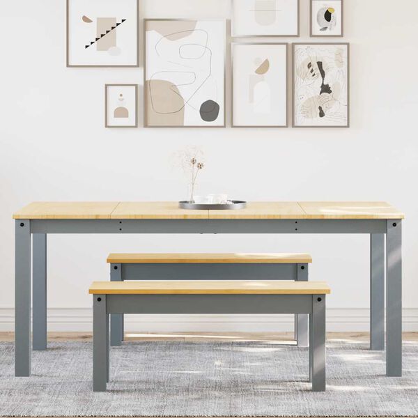 vidaXL J&iacute;deln&iacute; set ze 3 kusů "Panama" Grey Borovicov&yacute; masiv