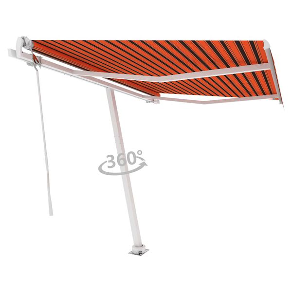 vidaXL Volně stoj&iacute;c&iacute; automatick&aacute; mark&yacute;za 300 x 250 cm oranžovo-hněd&aacute;