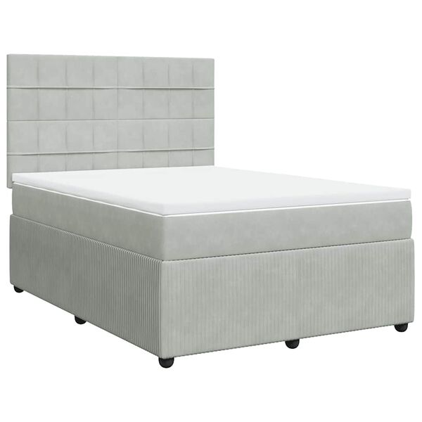 vidaXL Box spring postel s matrac&iacute; světle &scaron;ed&aacute; 140x200 cm samet