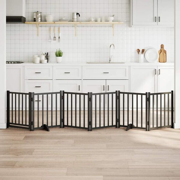 vidaXL Z&aacute;brana pro psy s dv&iacute;řky skl&aacute;dac&iacute; 6 panelů čern&aacute; 300 cm jedle