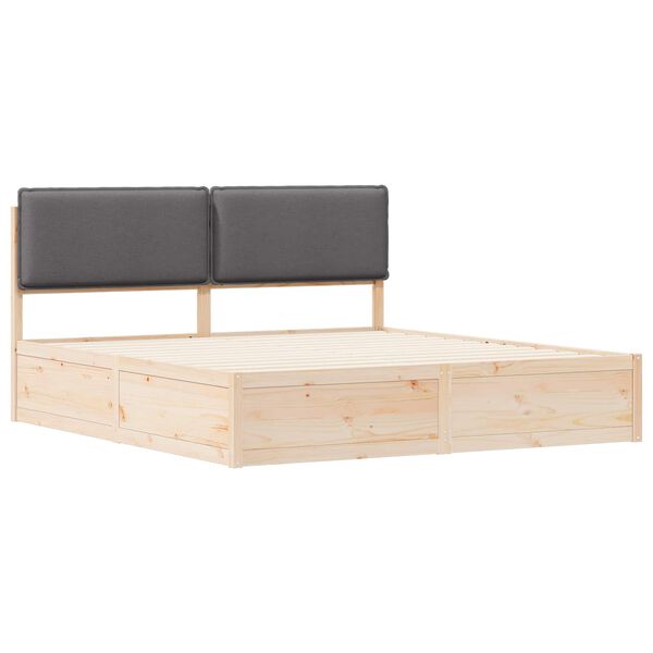 vidaXL R&aacute;m postele s čalouněn&yacute;m čelem s čelo Tmavě &scaron;ed&aacute; 200 x 200 cm