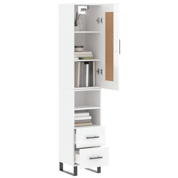 vidaXL Skř&iacute;ň highboard b&iacute;l&aacute; s vysok&yacute;m leskem 34,5x34x180 cm kompozit