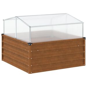 vidaXL Zahradní truhlík se skleníkem povětrnostně odolná ocel