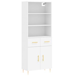 vidaXL Skř&iacute;ň highboard b&iacute;l&aacute; 69,5 x 34 x 180 cm kompozitn&iacute; dřevo