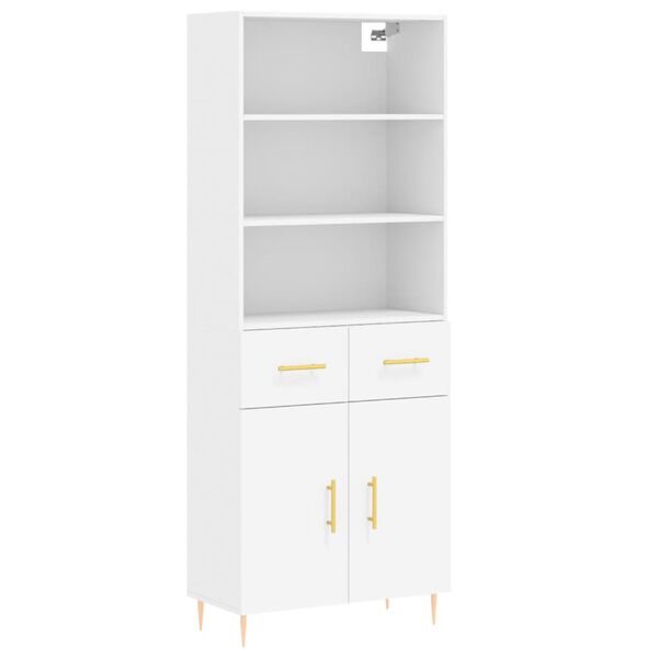 vidaXL Skř&iacute;ň highboard b&iacute;l&aacute; 69,5 x 34 x 180 cm kompozitn&iacute; dřevo