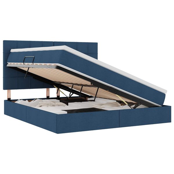 vidaXL Postel s &uacute;ložn&yacute;m prostorem a LED osvětlen&iacute;m Modr&aacute; 160 x 200 cm