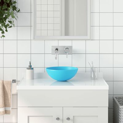 vidaXL Koupelnové umyvadlo keramické světle zelené kulaté