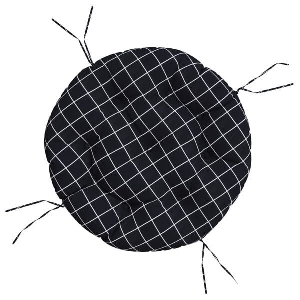 vidaXL Kulat&yacute; sed&aacute;k čern&yacute; k&aacute;rovan&yacute; &Oslash; 60 x 11 cm oxfordsk&aacute; tkanina