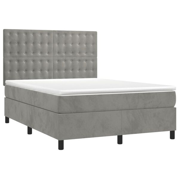 vidaXL Box spring postel s matrac&iacute; světle &scaron;ed&aacute; 140x190 cm samet